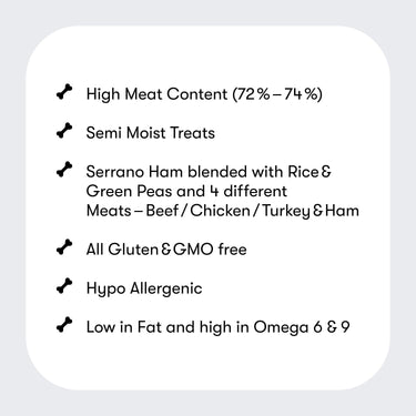 Text overlay with nutritional and product details on a light gray background