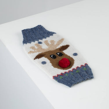 Alqo Wasi Blue Rudolph Alpaca Dog Sweater