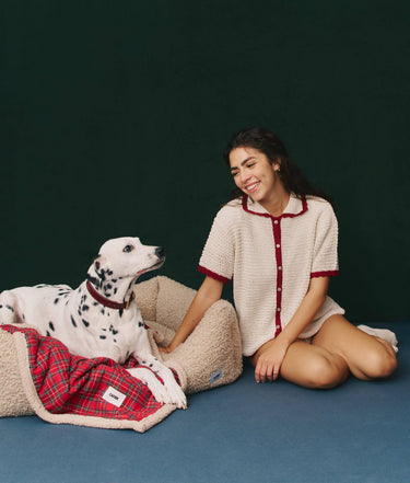 Cafide Reversible Sherpa Dog Blanket | Tartan