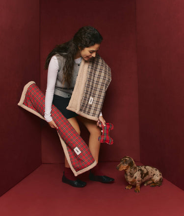 Cafide Reversible Sherpa Dog Blanket | Tartan