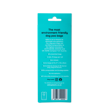 Adios Compostable Dog Poo Bags | 4 Rolls
