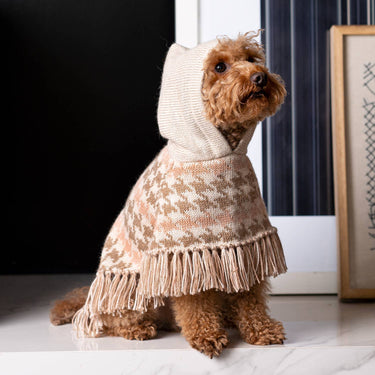Alqo Wasi - Soft Houndstooth Alpaca Dog Poncho