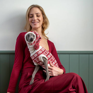 Alqo Wasi - Christmas Snowflake Red Alpaca Dog Sweater